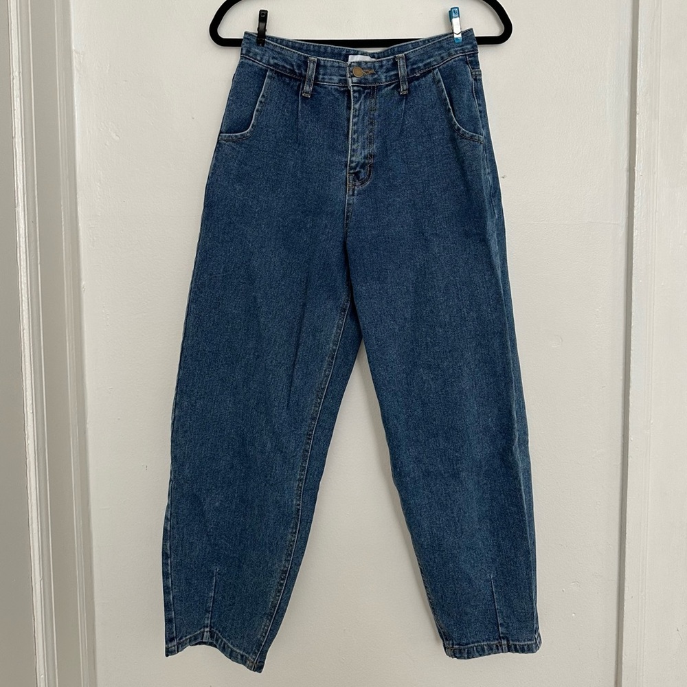 Pleated Hem Denim Pants